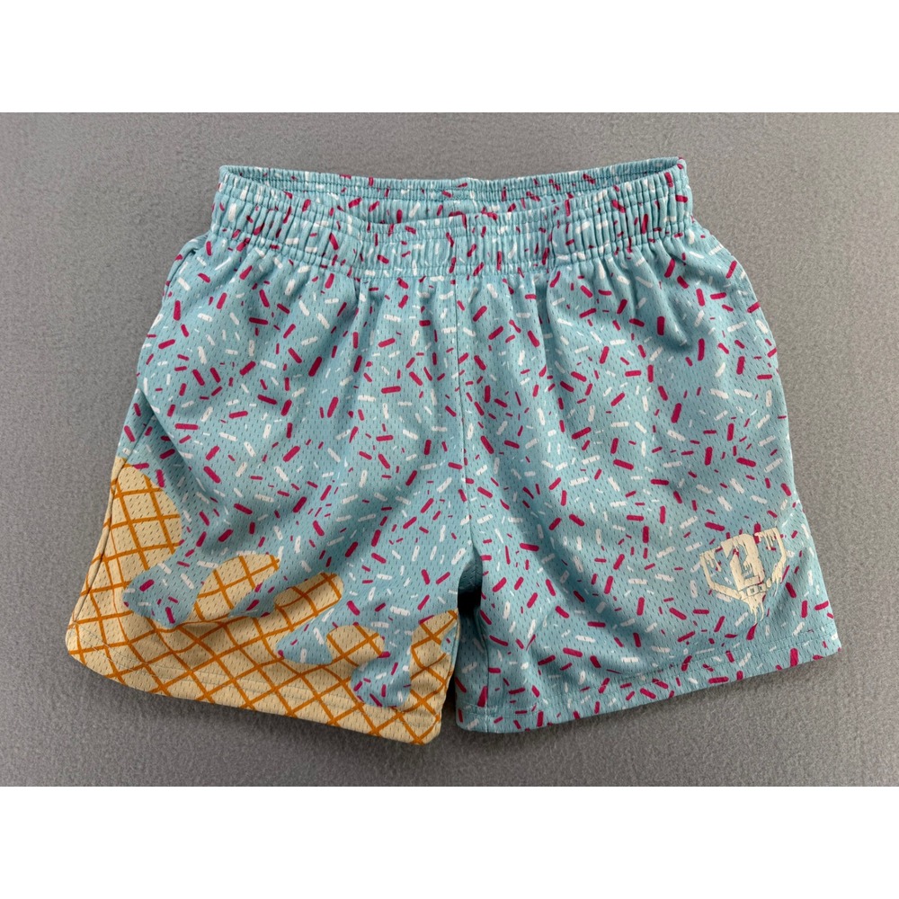 BL101 Apparel Boys Youth Large Ice Cream Sprinkle Mesh Athletic Shorts Blue